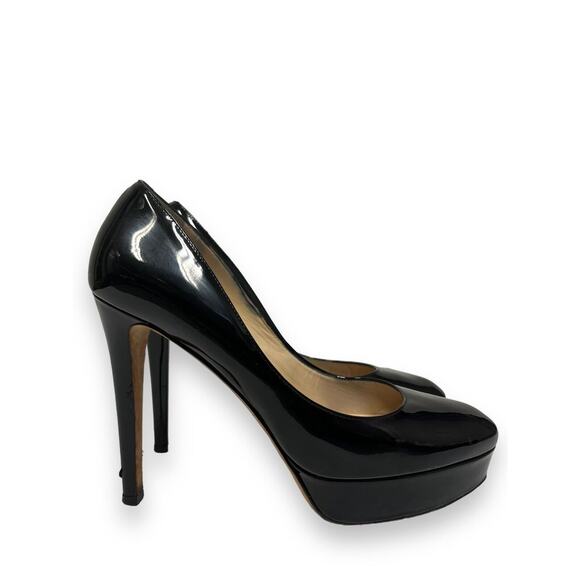 JIMMY CHOO Black Patent Leather Platform ALEX Heels Pumps 38.5 US 8.5 - Picture 8 of 8